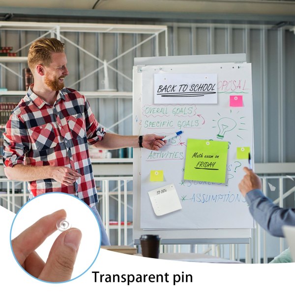 100 st transparenta trycktummar för väggar Transparenta trycknålar Platt huvud Stålspets och huvud Trycknålar Transparenta huvud Trycktummar
