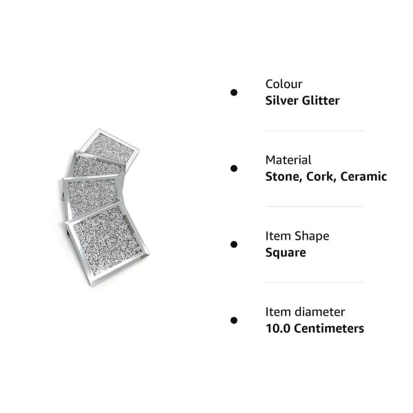 Multi Crystal Coasters | Til voksne | Multifarvet tilbehør, sølvglitter