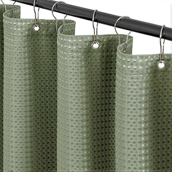 Salviagrön Duschdraperi, Tygduschdraperi Vattenavvisande, 12 Metallöljetter
