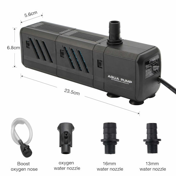 Intern filter til fiskebeholder, 15W 4 i 1 akvariefilterpumpe nedsænkelig fiskebeholder vandpumpe luftpumpe til 30-300L tank (1500L/H)