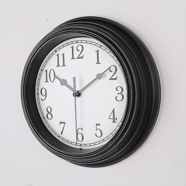 Tyst Väggklocka Kök 9 Tum Retro Tick-Free Dekorativ Sovrum Kontor Väggklocka black