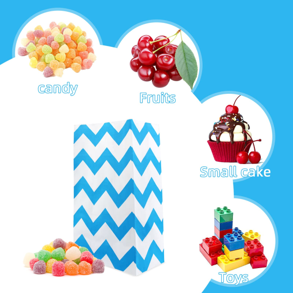 30 stk fargede papirfestposer, Kraft Wave gaveposer