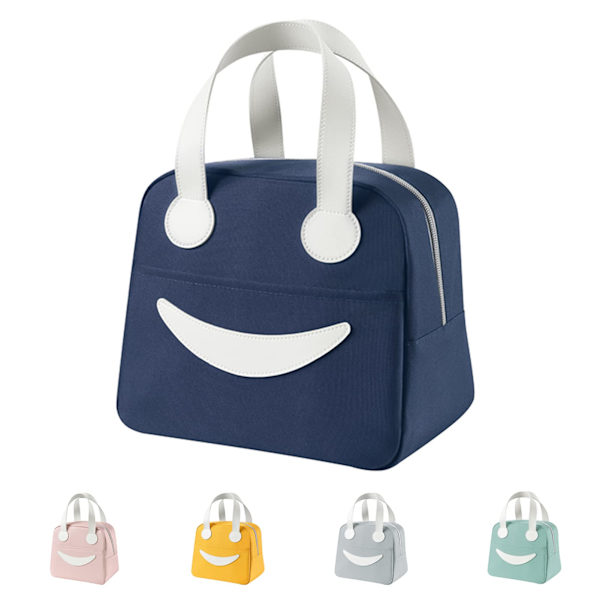 Isolert kjølebag Smiley Lunsjpose Enkel Rengjøring(Blå)