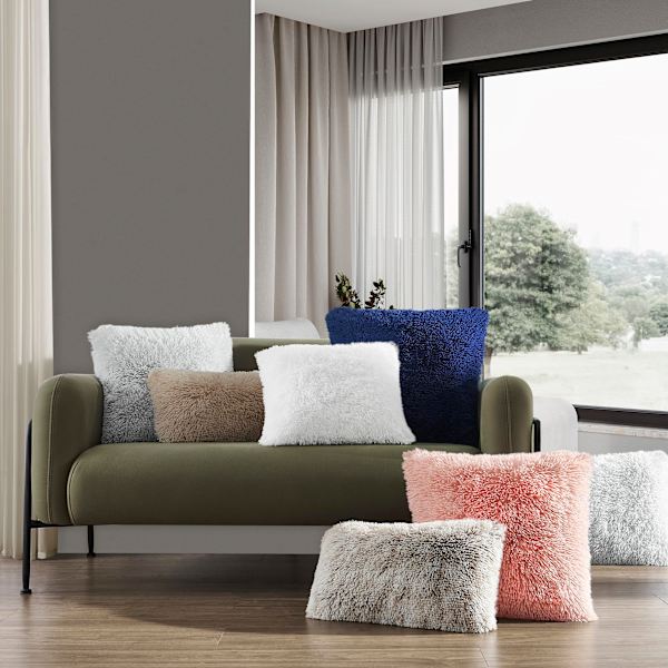 Set med 2 kuddfodral 40 x 40 cm grå konstgjord päls pälskudde dekorativ dekorativ kudde gosig kudde fluffig soffa