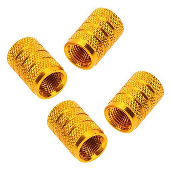 4X Legering Däckventilhättor, Cykel, Motorcyklar och Bil med Schrader Ventil, Guld.