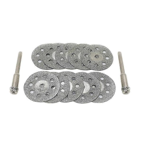 22 mm Mini Perforerede Diamantskæreskiver (10 Diamantskæreskiver og 2 Stænger - Sølv)