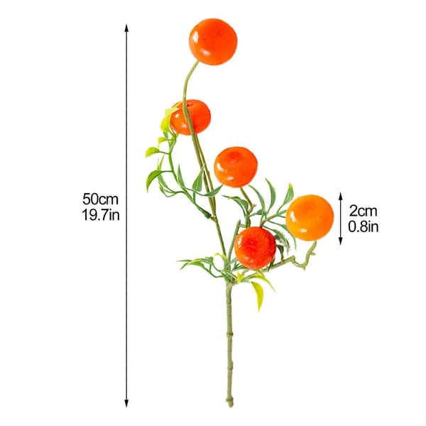 Orange/skum simulerade fruktkvistar, ståltråd/50cm, 5 frukter