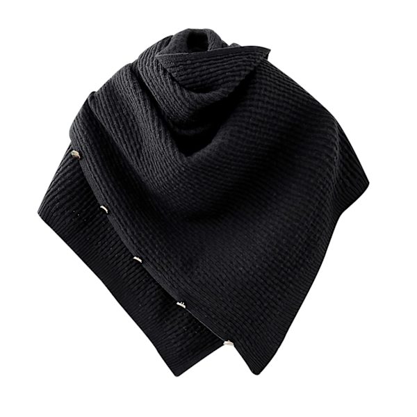 Dam Poncho Halsduk med Knappar Frans Cape Filt Cashmere Blandning Mjuk Varm Multifunktionell för Vår Höst Vinter