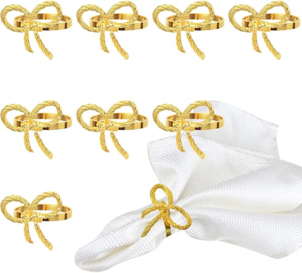 12-pack servettringar i legering med ihålig blomma (gul rosett)