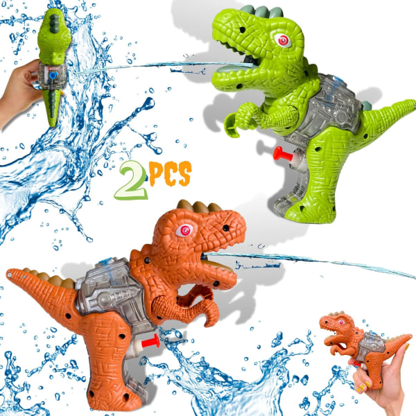 2 Pack Dino Water Gun, Water Squirt Guns for Kids, Small Dinosaur Water Pistols, Water Blaster Soaker Summer Swimming Pool Beach Party Favor Toys