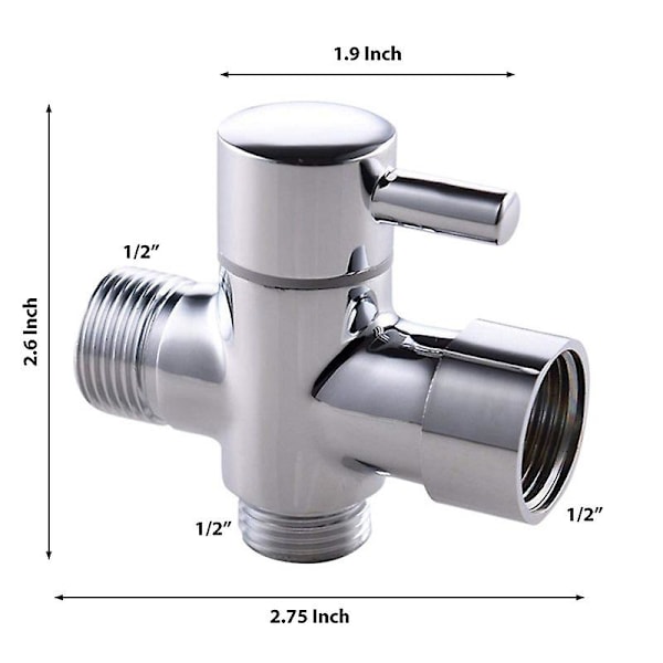 3-veis T-forbindelse med avstengningsventil for bidet, kobber, sølv