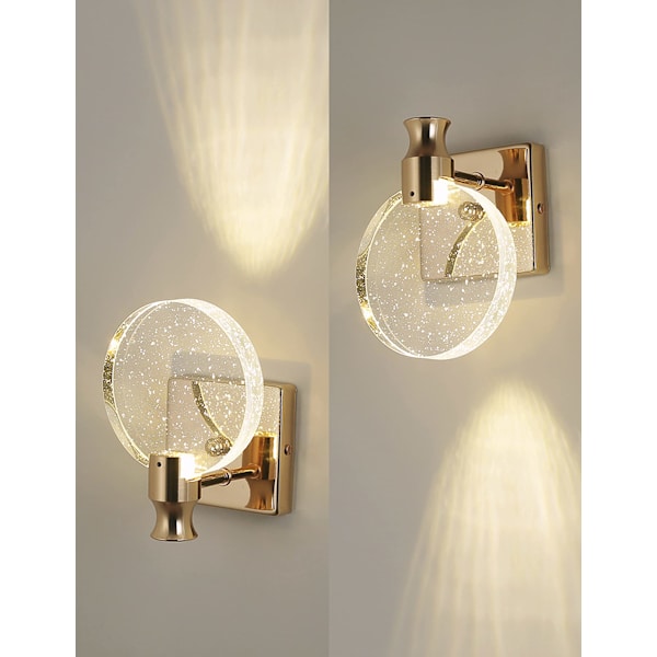 Krystallvegglampe, innendørs vegglampe i nordisk stil, enkel kreativ vegglampe for soverom, nattbord, stue, bad (gull, liten)