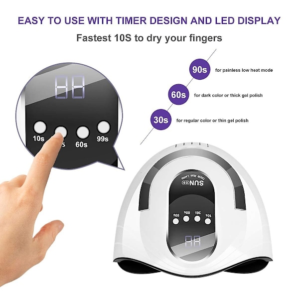 UV-neglelampe for gellakk, oppgradert 120W LED UV-lampe for gelnegler, automatisk sensorherdende lampe