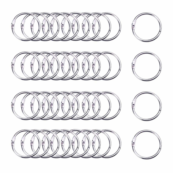 100 stk. ringbind 1,2 tommer/30 mm sølv metal