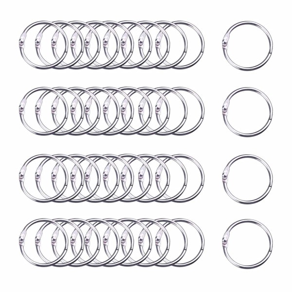 100Pcs Binder Rings 1.2 Inch/30mm Silver Metal