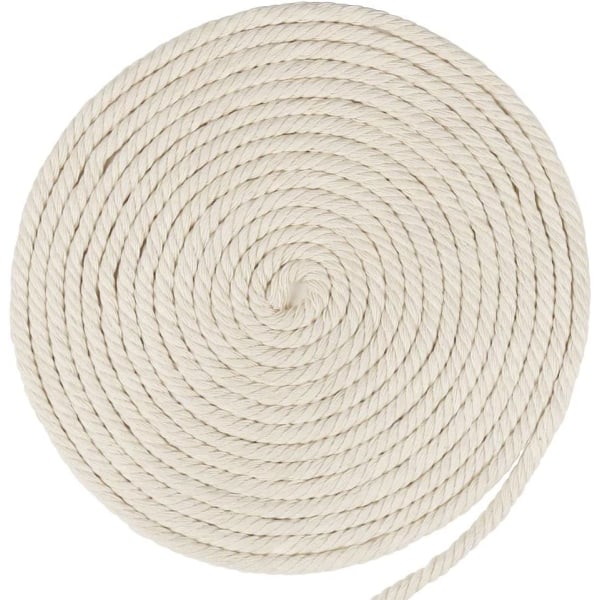5mm Makrame-snøre, 50 meter tykk bomullsmakrame-tau (Beige)