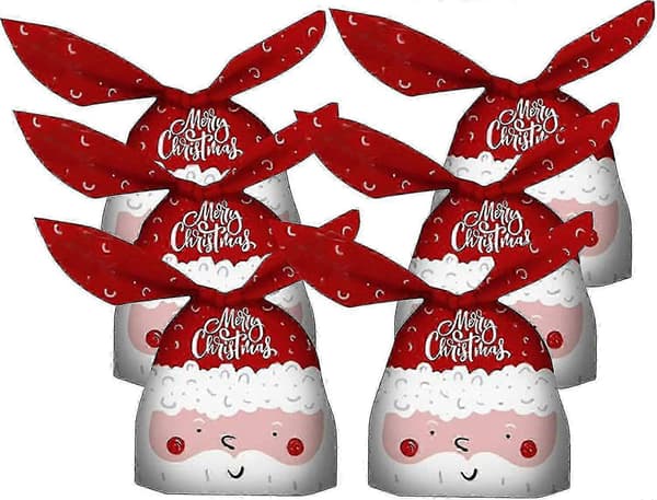 6 st Julgodispåsar, Santa-påsar i plast för julklappar