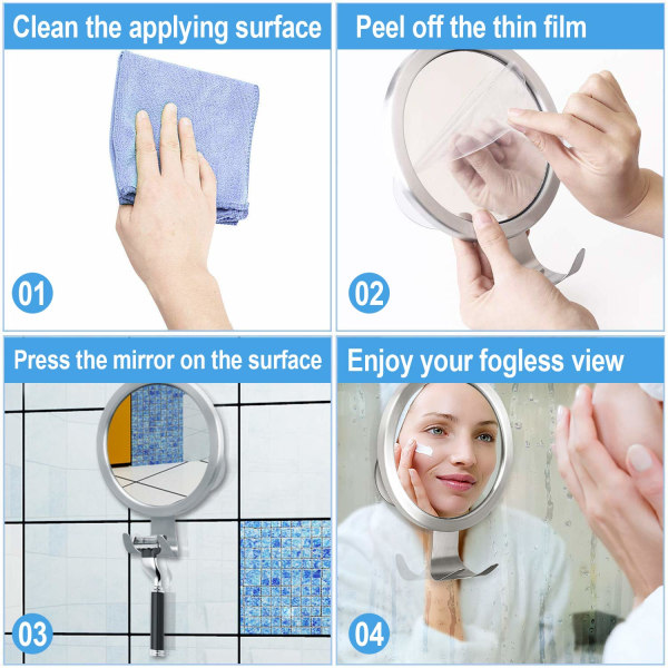 Tåkefritt speil, nytt oppgradert anti-tåke barberingsspeil med barberhak uten tåke sminkespeil 3 kraftig sugekopp i baderomsvegg dusjdør