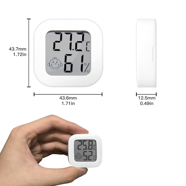 Digital hygrometer, Mini inomhus termometer rum termo-hygrometer, noggrann RH-mätare temperaturmonitor för hem sovrum källare kontor växthus