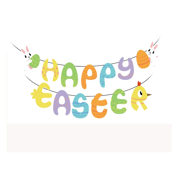 Påskebanner, 2m Happy Easter Banner, Påskedekorasjon