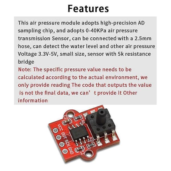 0-40Kpa Lufttrykssensor Modul Vandstand og Væskestands Sensor Controller Board