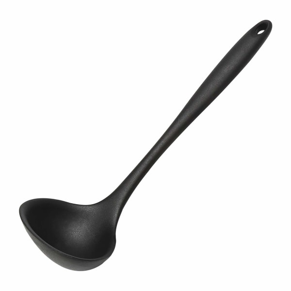 Soppslev, Non-Stick Silikonslev Sked Värmebeständig Köksked Ergonomisk Serveringssked Soppslev Sked med Bekvämt Grepp Svart