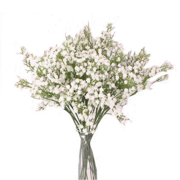 5 st konstgjorda blommor, konstgjord gypsophila av plast (vit)
