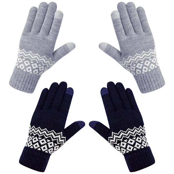 Fashion handskar dam vinter varma pekskärm vinterhandskar snöblommtryck håller värmen med kashmir för kvinnor och män återanvändbara black/grey