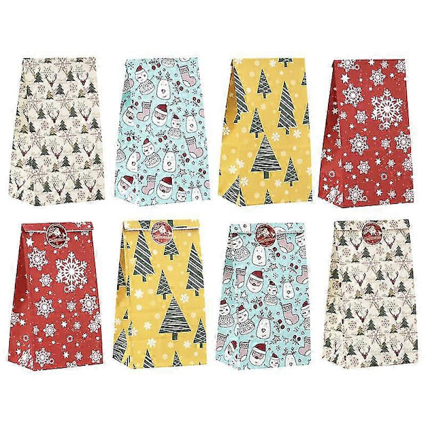 Adventkalenderpose 24 Julekalenderpose Lag din egen adventkalender Kraftpapir Gavepose Julepynt Med