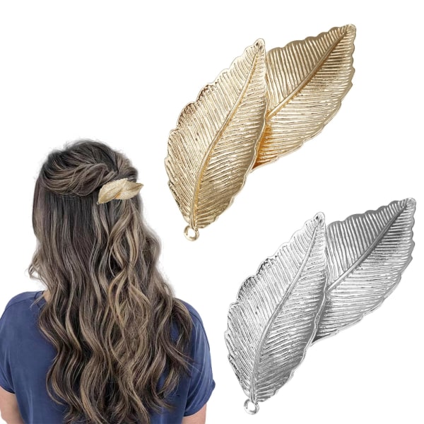 2 ST franska vintage blad hårspännen, metall hårspänne legering Minimalistisk blad klämma hårspänne hårtillbehör för kvinnor och flickor