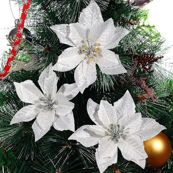 30 stk. julepynt blomster, blomst til julepynt, snefnug pynt, kunstig