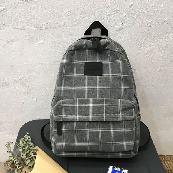 Kvinders Rygsæk, Throwback Plaid, Sort, 30*14*45 cm