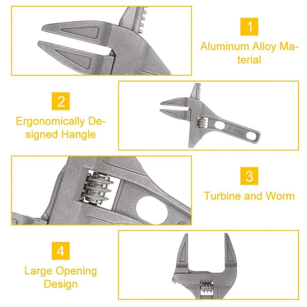 Justerbar Nøgle, 6-68mm Stor Åbning Bred Kæbe Aluminium Legering