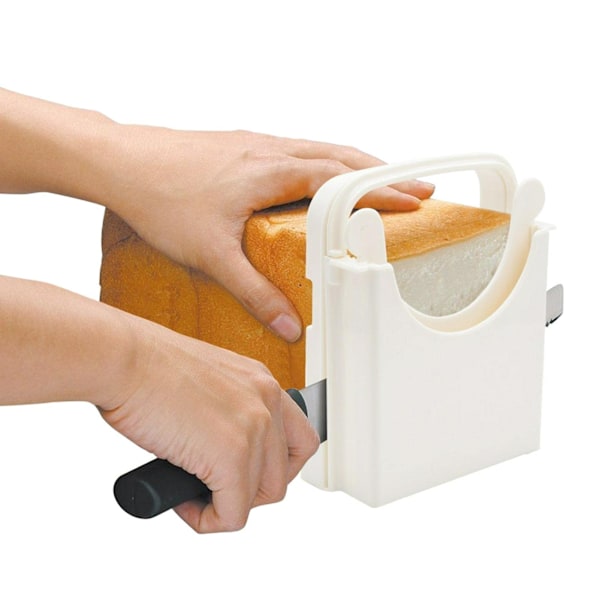 Brødskivemaskin, Multifunksjonell Sandwich/Toast Maker, Justerbar Manuell Håndholdt Hjemmelaget Skjæremaskin for Kutting av Brødtykkelse Raskt og Trygt (Hvit)