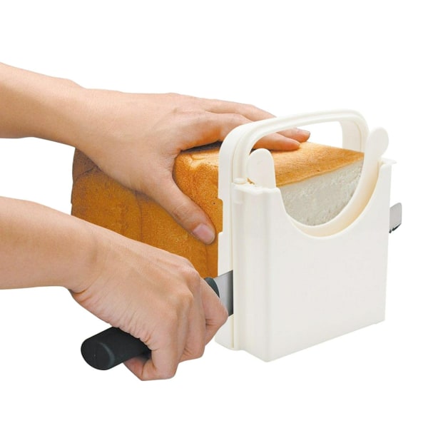 Brødskjærer, multifunksjonell smørbrøds-/toastmaskin, justerbar manuell hjemmelaget skjæremaskin for å kutte brødtykkelse raskt og trygt (hvit)