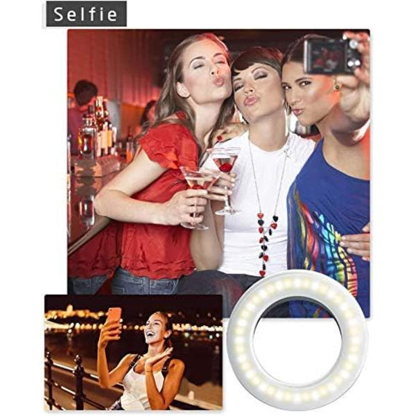 Selfie Ring Light - Gjenladbar bærbar klips-på selfie-fylllys med 40 LED for smarttelefonfotografering, kameravideo, jente sminke (hvit)