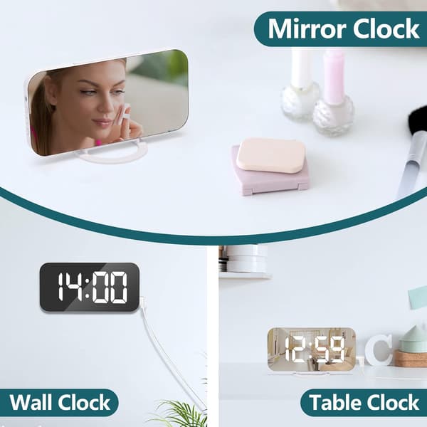 Digital väckarklocka, sängklocka, tyst väckarklocka, väckarklocka med dimbar LED-display, USB-väckarklocka för sovrum - vit white