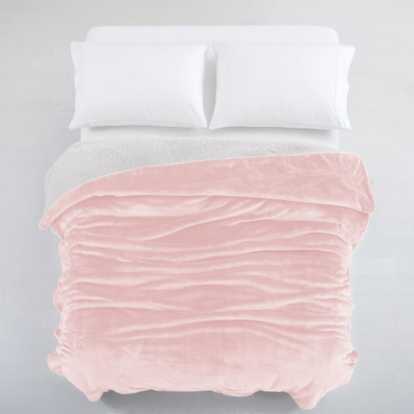 Sherpa Fleece Peitto Sängyssä Peitot Sohville Pehmeä Pörröinen Paksu Peitto Käännettävä mikrokuituliina (Baby , Double (150 x 200 cm)) pink 150cmX200cmm