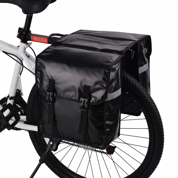 Dobbelt taske til cykel - Vandtæt cykelbagsædetaske Cykelstativ bagagerumspakke med regnslag og reflekterende stribe
