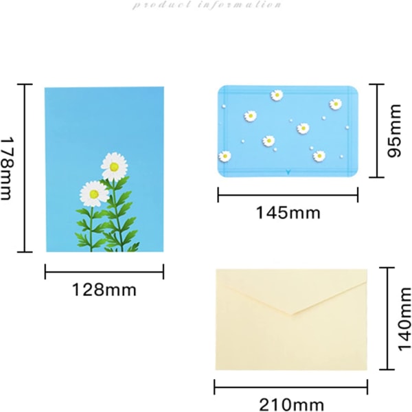 Papir Pop Up-kort Daisy 3D Popup Gratulasjonskort
