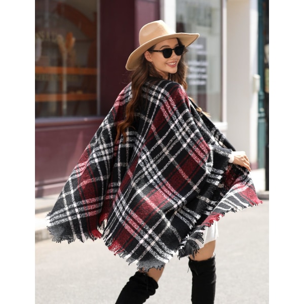 Poncho Dame Vinter Skjerf Dame Teppe Strikket Ponchoer Oversized Cape Strikket Skjerf XXL Poncho Sjal Wrap Åpen Front Sjal Cape Høst