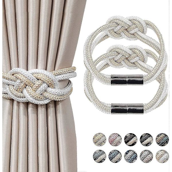 2-pack Starka Magnetiska Gardinomtag - Beige och Vit
