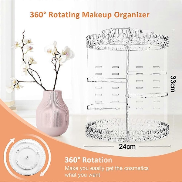 Tizzy Makeup Organizer, 360 Graders Drejelig Kosmetik Opbevaringsorganizer, Justerbar