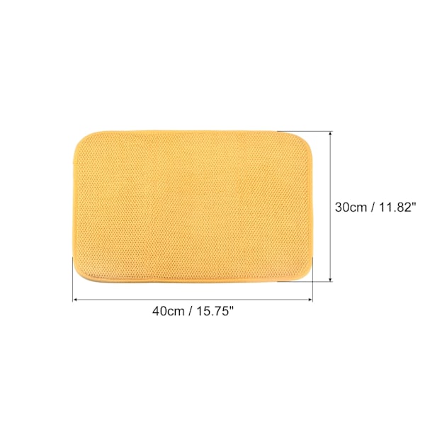 Sourcing map Mikrofiber Diskhanddukstorkmatta, 15,75\" x 11,82\" Diskavrinningsmattor Köksbänksmattor Diskhandduksunderlägg för Bänkskiva, Snabbtorkande-Gul