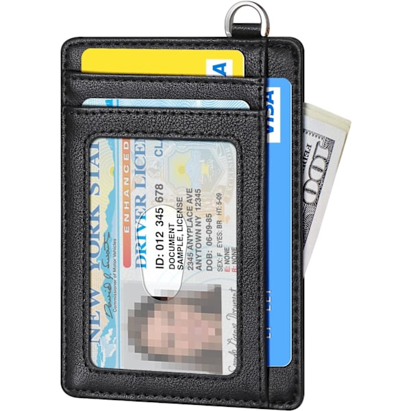 Kreditkortholder Pung, Slank RFID Blokerende Minimalistisk Damekortholder black