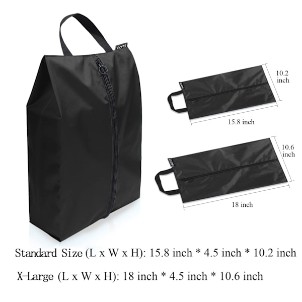 Skobag for reiseskoffert, skobag, skobag, ferieskobag - sett med 2 (1 standardstørrelse + 1 X-stor størrelse)