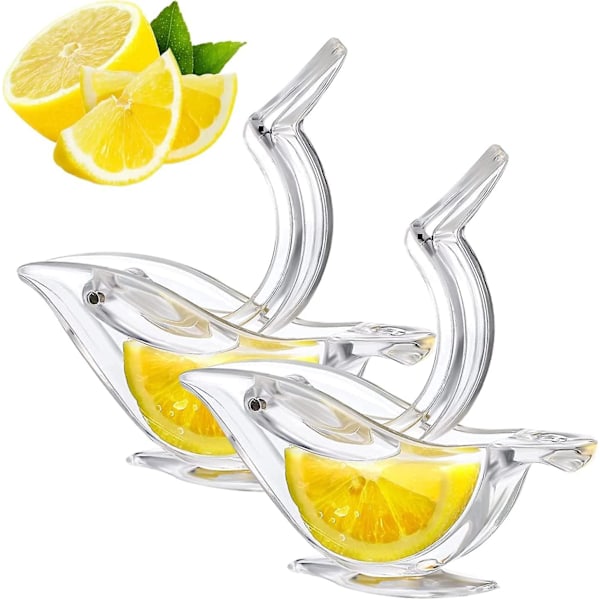 2 st citronpressar, manuell citronpress, transparent akryl citruspress, elegans fågelformad citronskiva