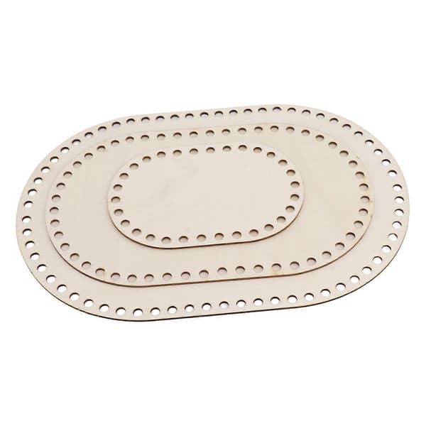 Ovalformade träbottnar för DIY-vävning - Set om 3
