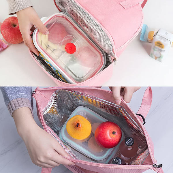 Lunch Bag Isolerad Väska, Liten Hopvikbar Kylväska för Arbete Skola, Picknick Handväska för Kvinnor, Vuxna, Studenter och Barn,C pink