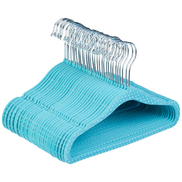 Barnklädhängare med flockning, 20-pack, blå prickar blue